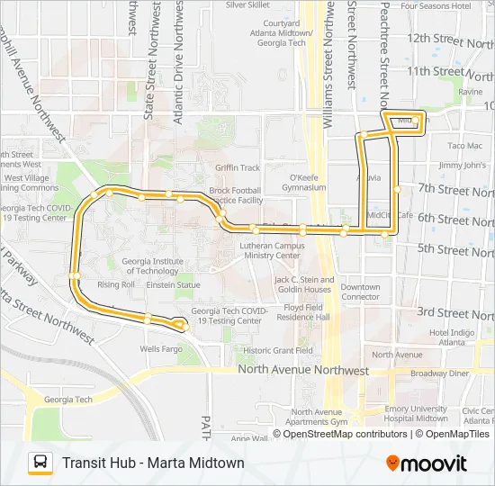 1 - GOLD ROUTE Bus Line Map