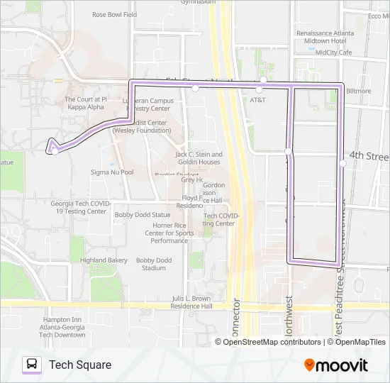 8 -TECH SQ./CLOUGH Bus Line Map