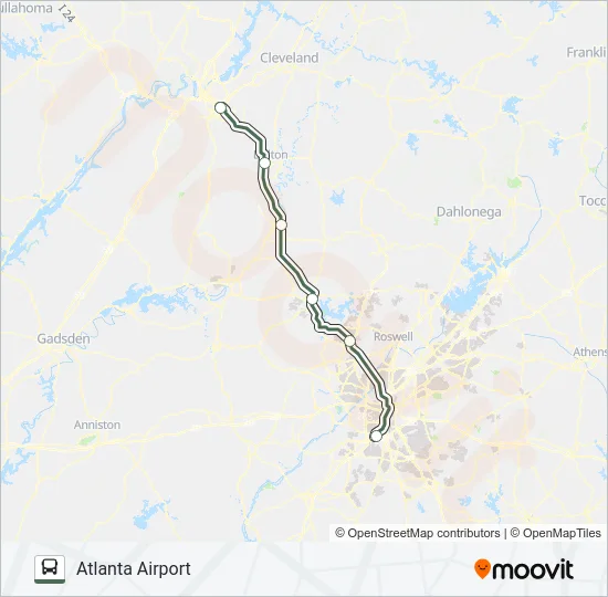 CHATTANOOGA-ATL Bus Line Map