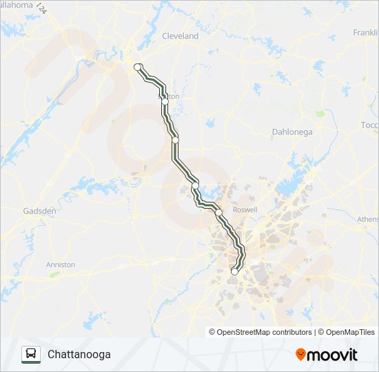 CHATTANOOGA-ATL Bus Line Map