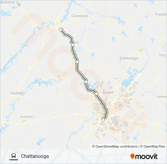 CHATTANOOGA-ATL Bus Line Map