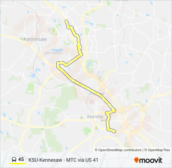 45 Bus Line Map