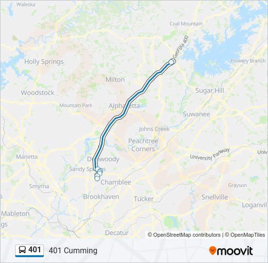 401 bus Line Map