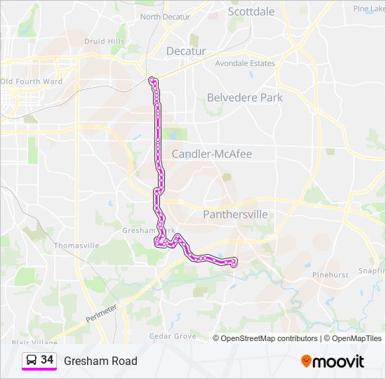 34 bus Line Map