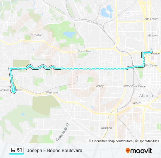 51 bus Line Map