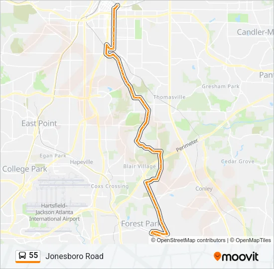 55 Bus Line Map