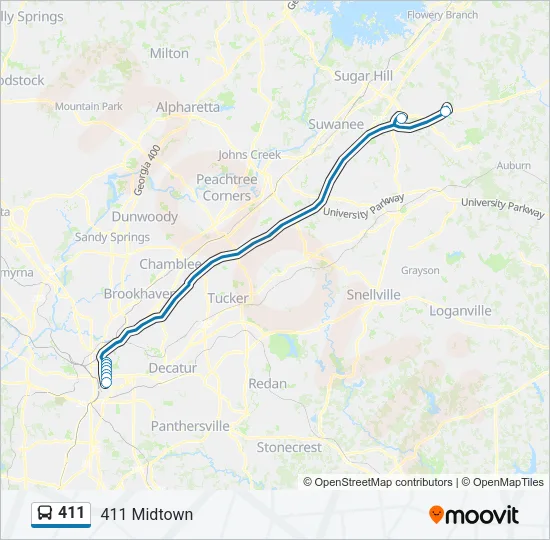 411 Bus Line Map
