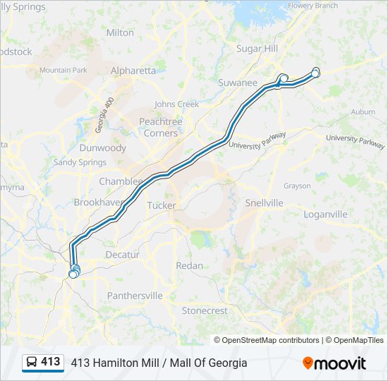 413 bus Line Map