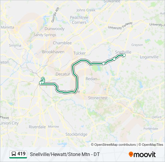 419 bus Line Map