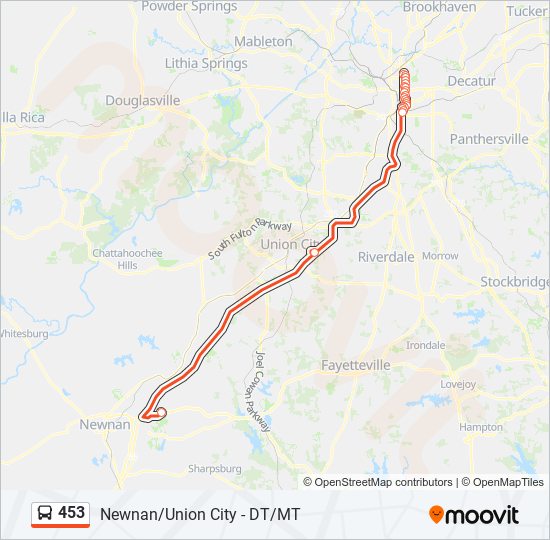 453 bus Line Map