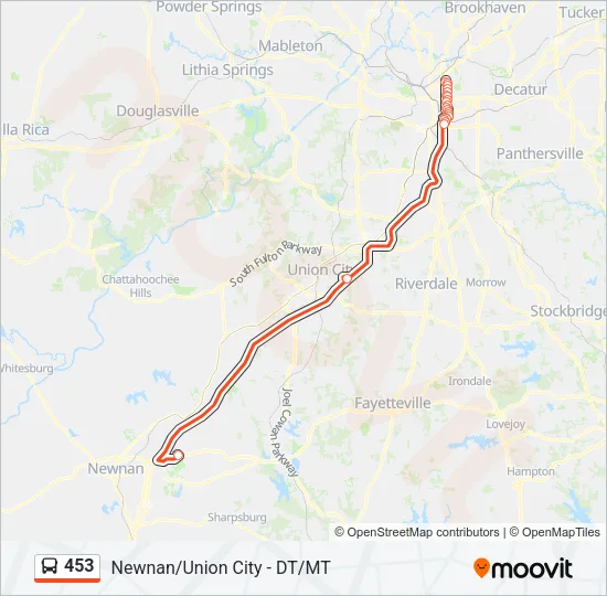 453 Bus Line Map