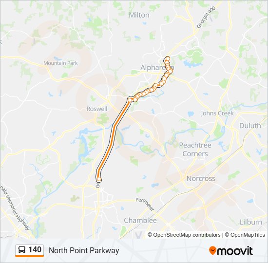 140 bus Line Map