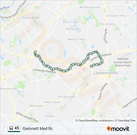 45 bus Line Map