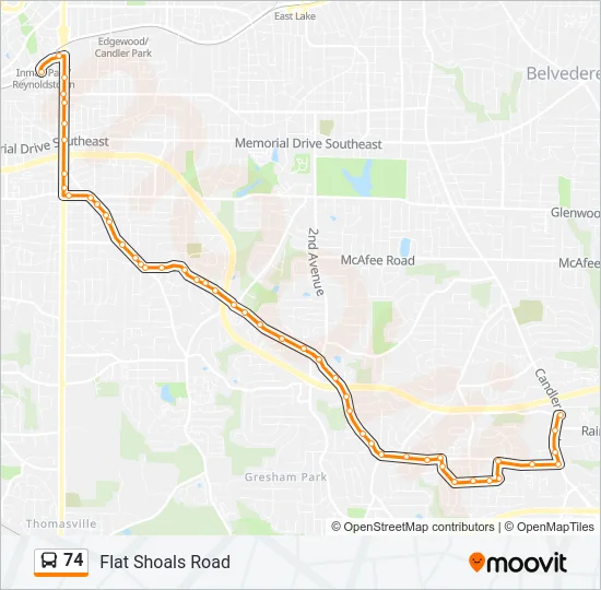 74 Bus Line Map