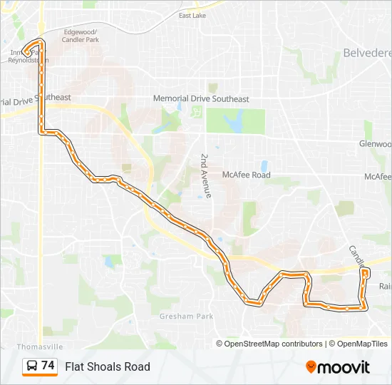 74 Bus Line Map