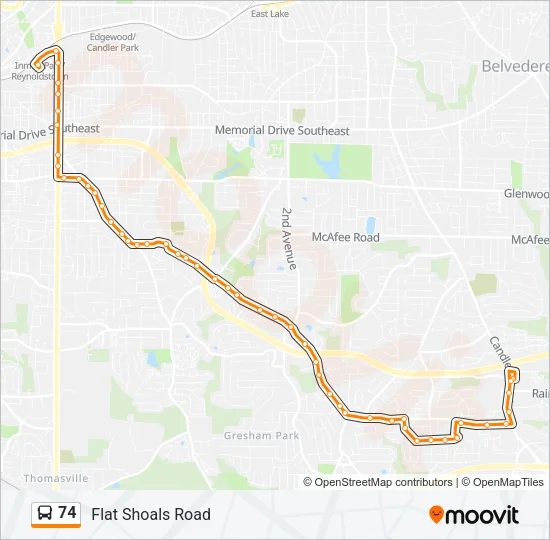 74 Bus Line Map