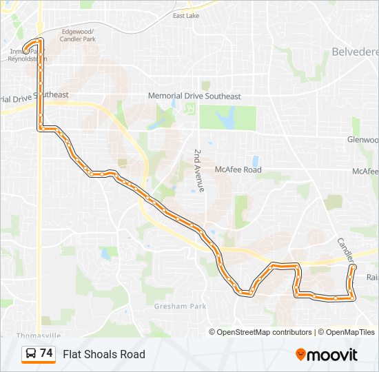 74 Bus Line Map