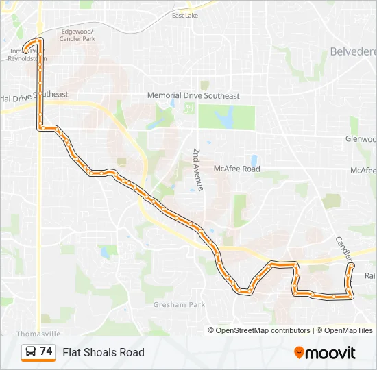 74 Bus Line Map