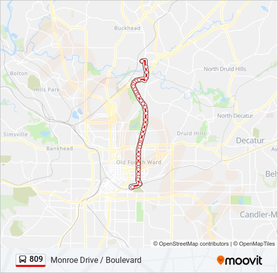 809 bus Line Map