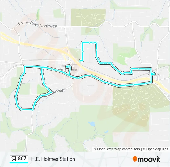 867 Bus Line Map