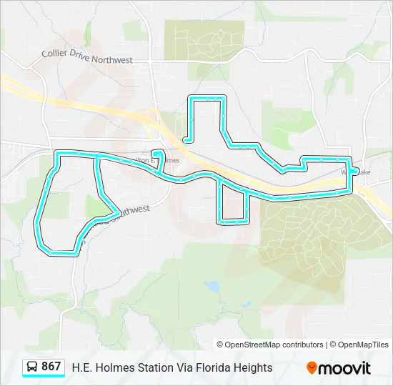 867 Bus Line Map