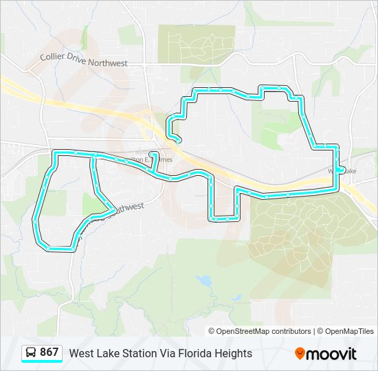 867 Bus Line Map