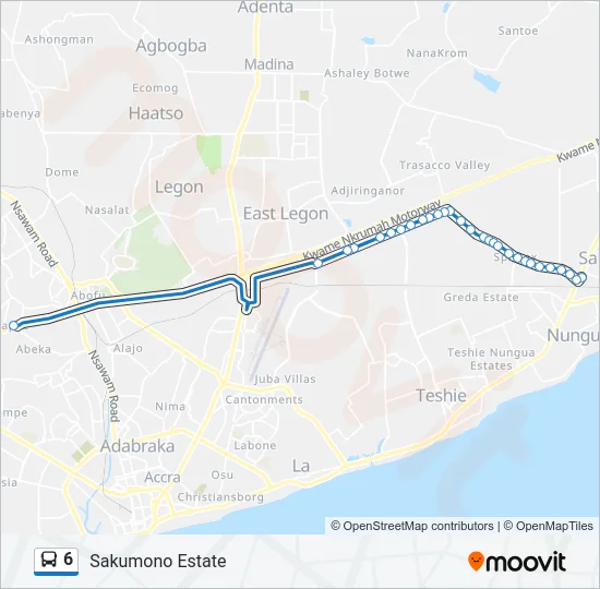6 Bus Line Map
