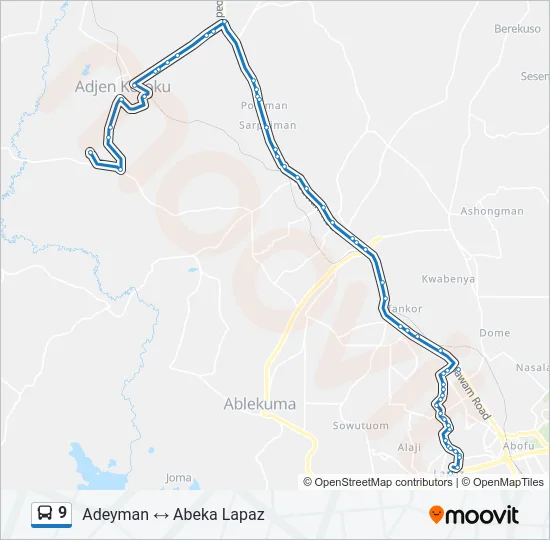 9 Bus Line Map