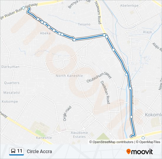 11 Bus Line Map