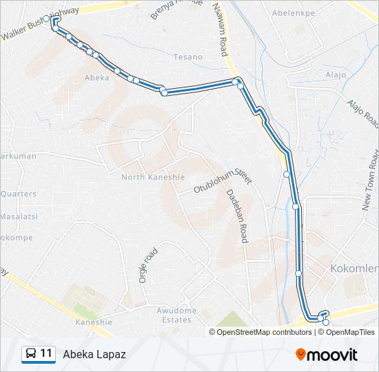 11 Bus Line Map