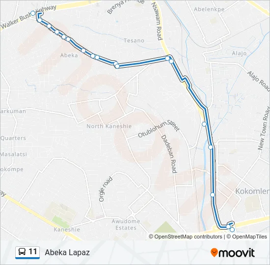 11 Bus Line Map