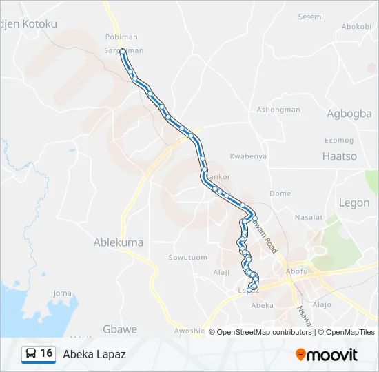 16 Bus Line Map
