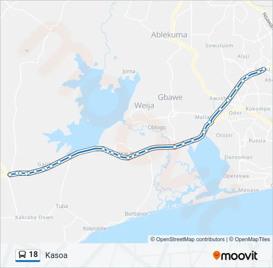 18 Bus Line Map