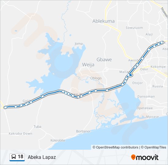 18 bus Line Map