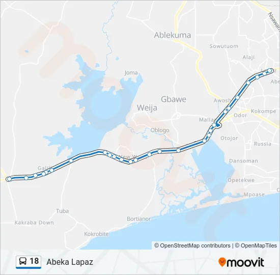 18 Bus Line Map