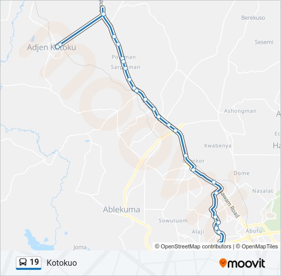 19 Bus Line Map