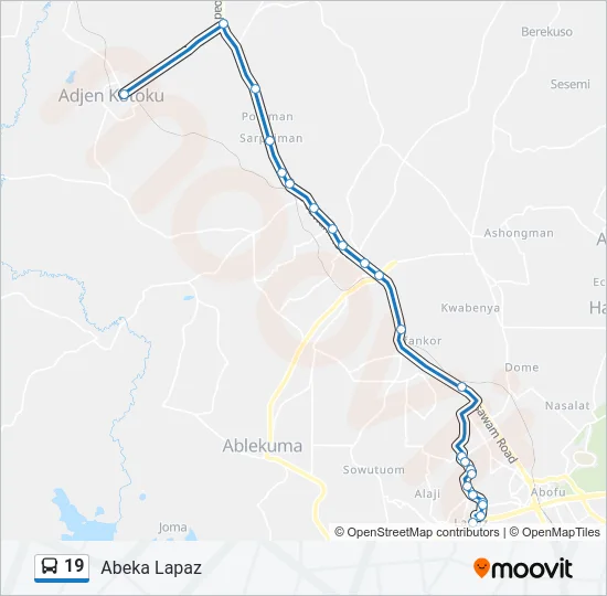 19 Bus Line Map