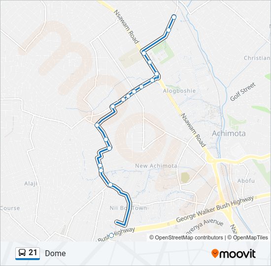 21 bus Line Map