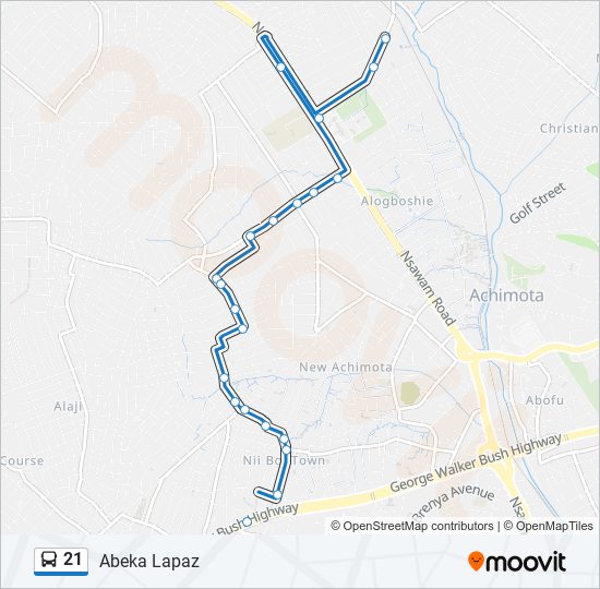 21 bus Line Map