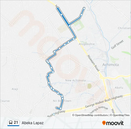 21 Bus Line Map