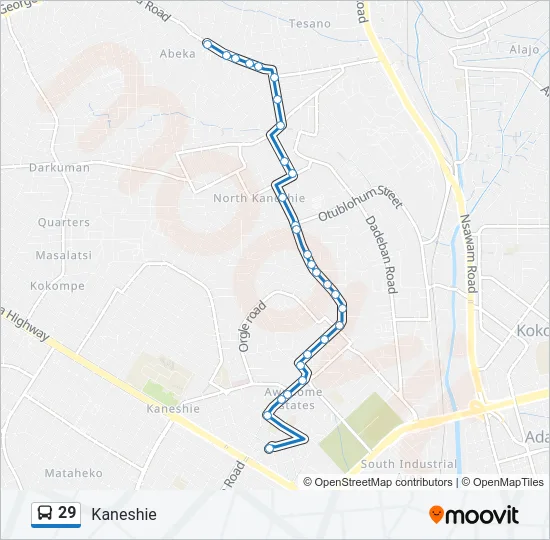 29 Bus Line Map