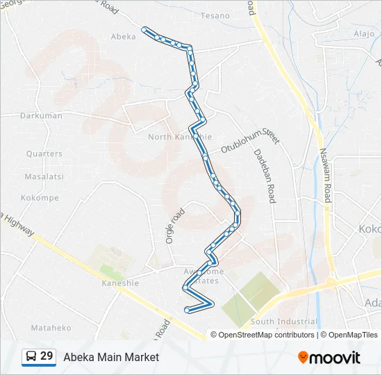 29 Bus Line Map
