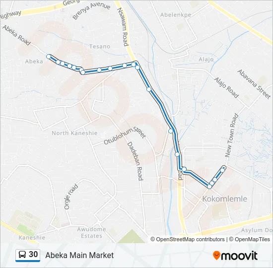 30 Bus Line Map