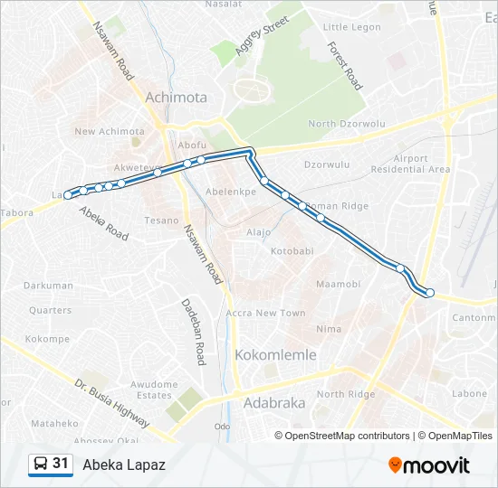31 Bus Line Map