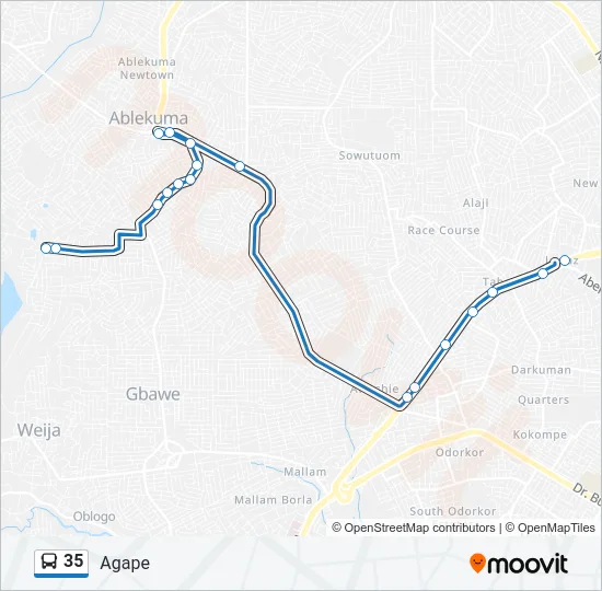 35 Bus Line Map