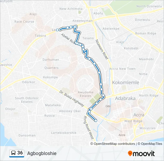 36 Bus Line Map