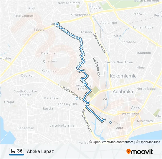 36 Bus Line Map
