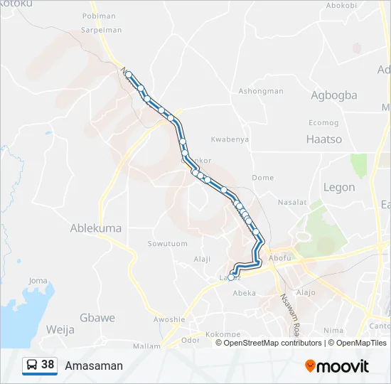 38 Bus Line Map