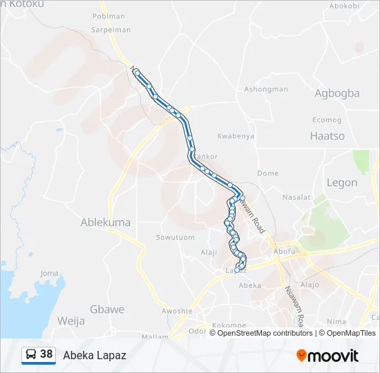 38 Bus Line Map