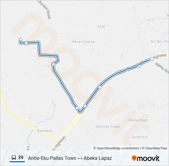 39 Bus Line Map